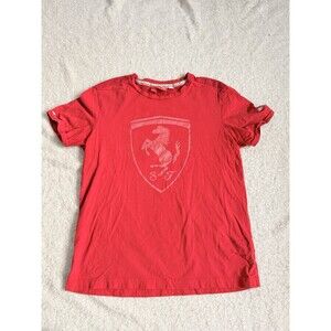 Ferrari Shirt Mens L Red Short Sleeve Big Logo Puma
